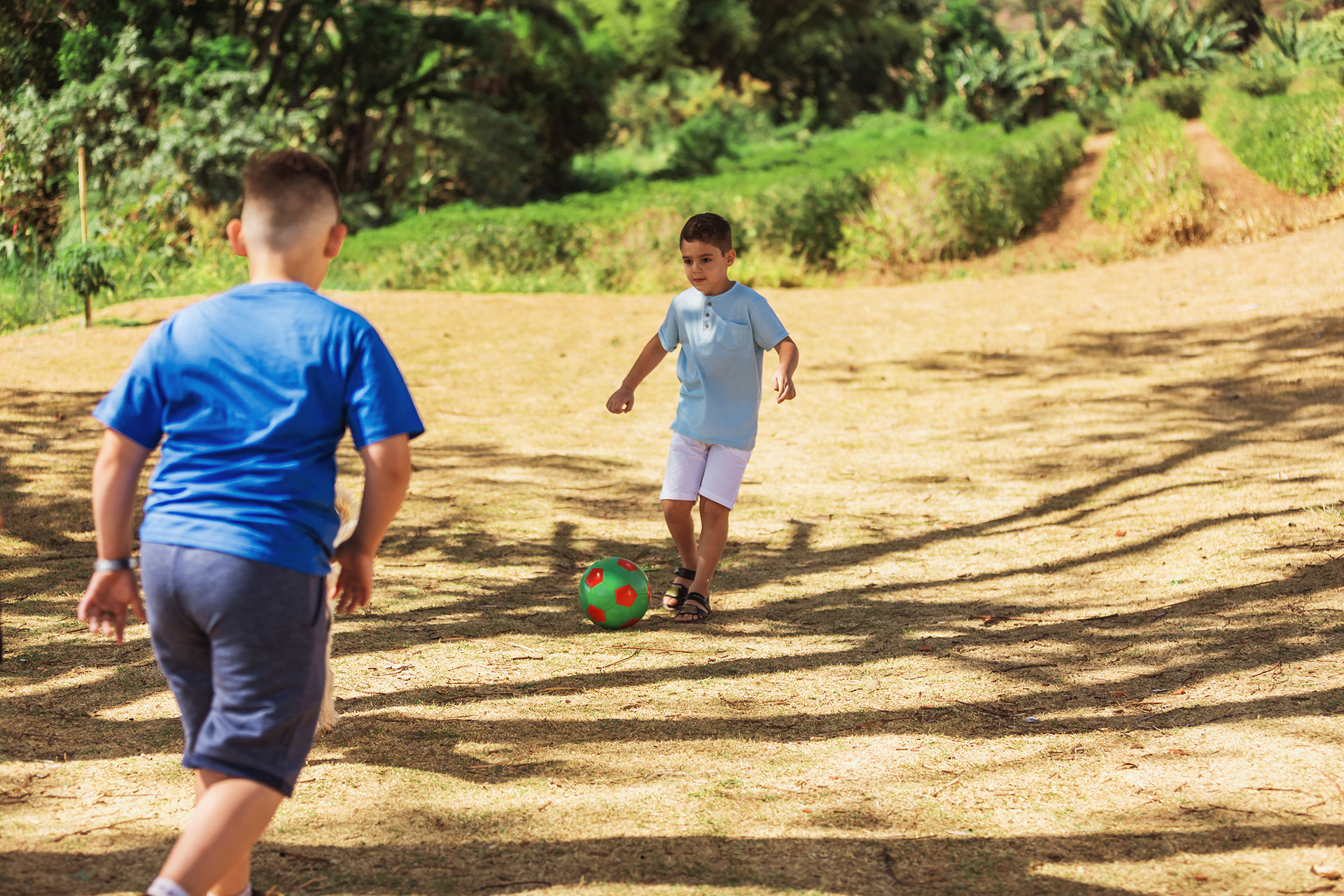 Two kids playing outside