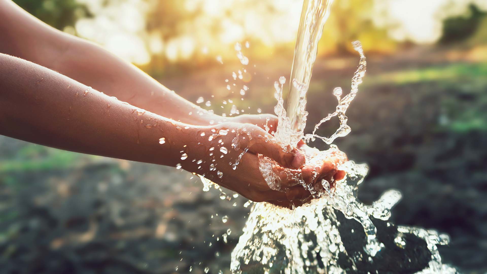 Hands under running water