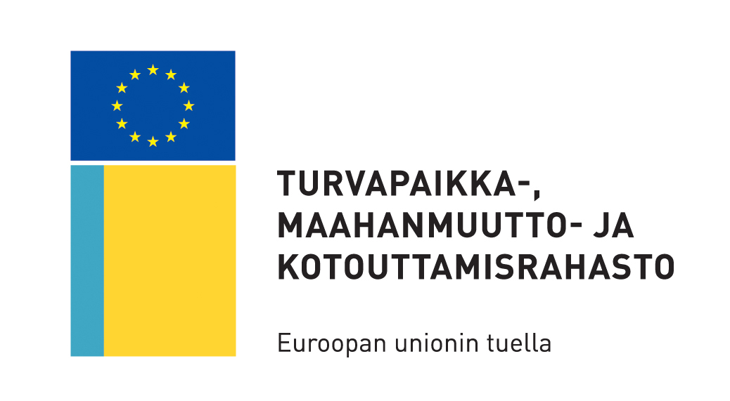 Turvapaikka-, maahanmuuto- ja kotouttamisrahasto Euroopan unionin tuella -logo